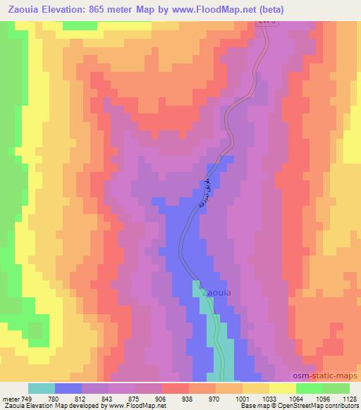 Zaouia,Algeria Elevation Map