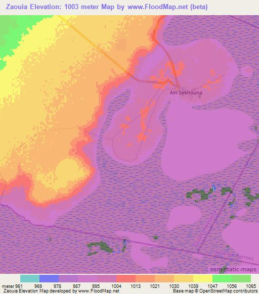 Zaouia,Algeria Elevation Map