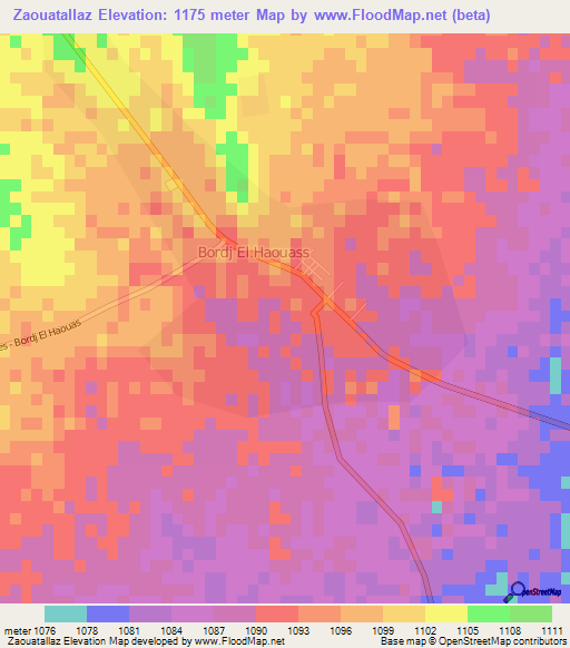Zaouatallaz,Algeria Elevation Map