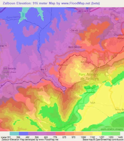 Zalboun,Algeria Elevation Map