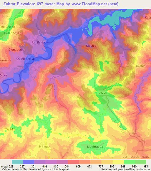 Zahrar,Algeria Elevation Map