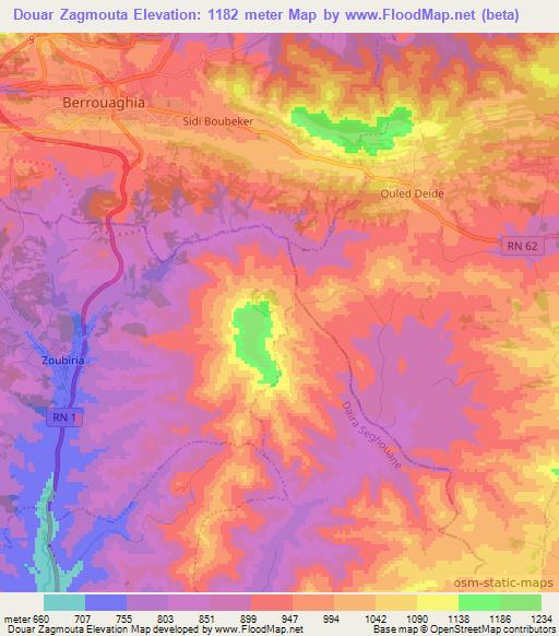Douar Zagmouta,Algeria Elevation Map