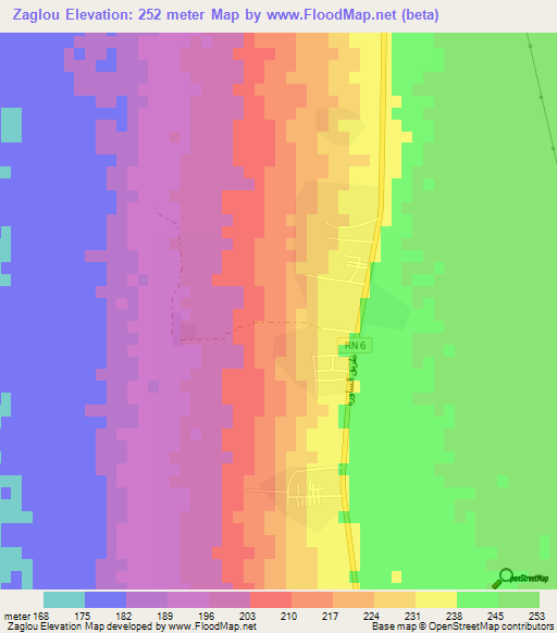 Zaglou,Algeria Elevation Map
