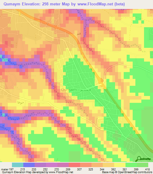 Qumaym,Jordan Elevation Map