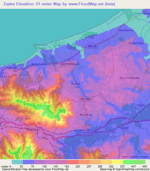 Zaatra,Algeria Elevation Map