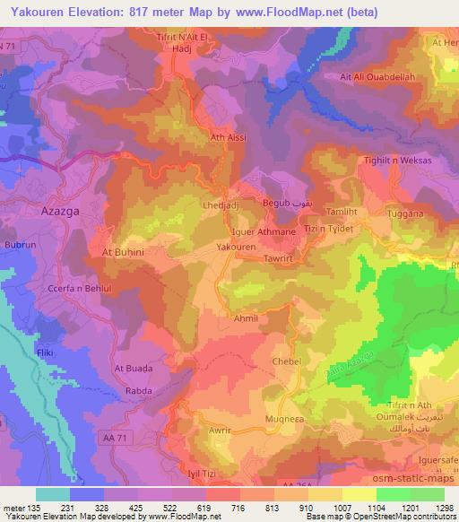 Yakouren,Algeria Elevation Map