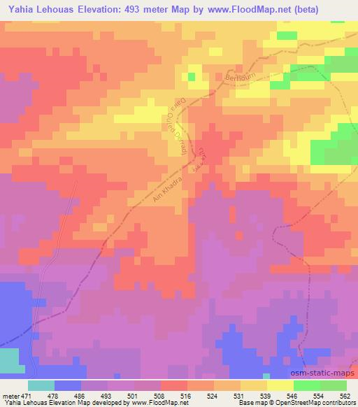 Yahia Lehouas,Algeria Elevation Map