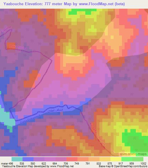 Yaabouche,Algeria Elevation Map