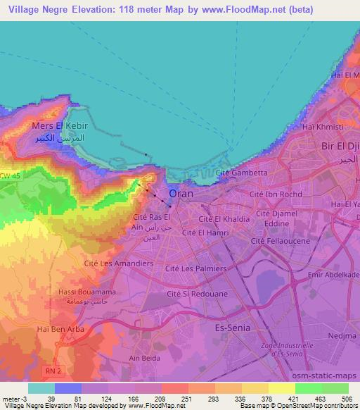 Village Negre,Algeria Elevation Map