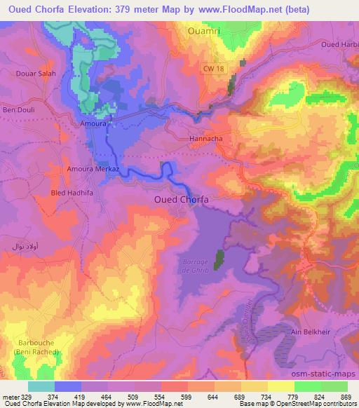 Oued Chorfa,Algeria Elevation Map