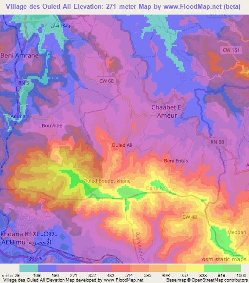 Village des Ouled Ali,Algeria Elevation Map