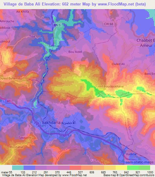 Village de Baba Ali,Algeria Elevation Map