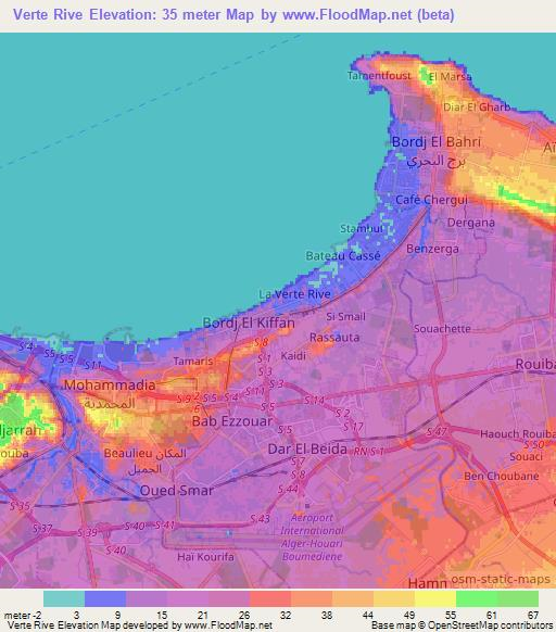 Verte Rive,Algeria Elevation Map