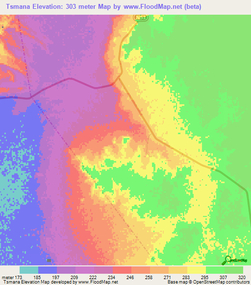 Tsmana,Algeria Elevation Map