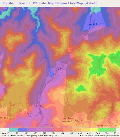Toustain,Algeria Elevation Map