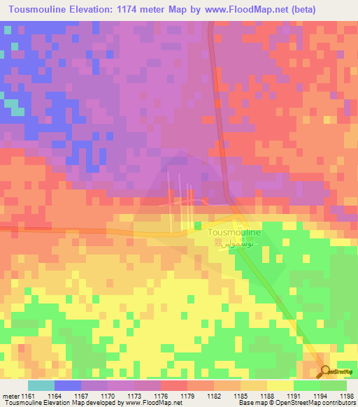 Tousmouline,Algeria Elevation Map