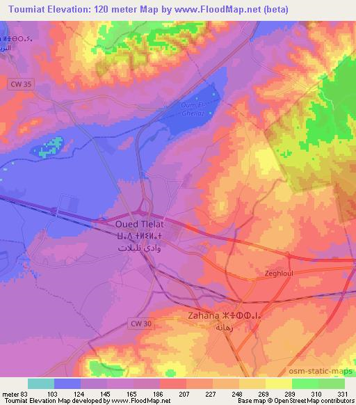 Toumiat,Algeria Elevation Map