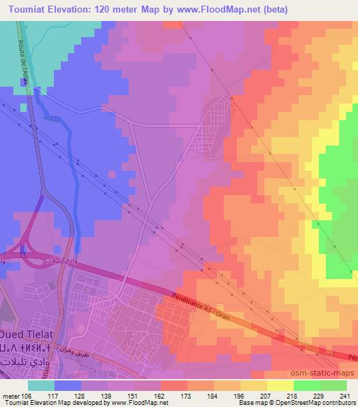 Toumiat,Algeria Elevation Map