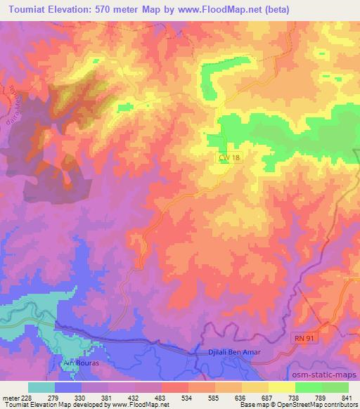 Toumiat,Algeria Elevation Map