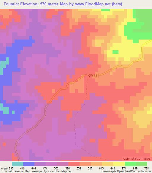 Toumiat,Algeria Elevation Map