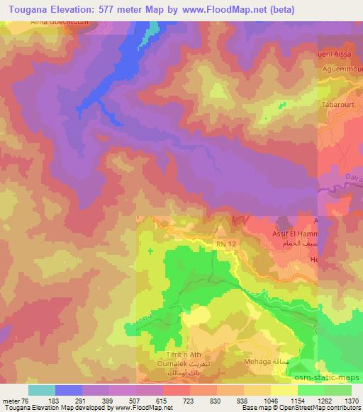 Tougana,Algeria Elevation Map