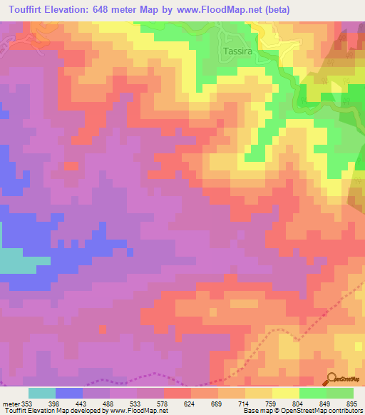 Touffirt,Algeria Elevation Map