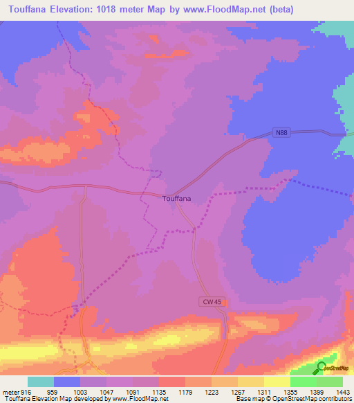 Touffana,Algeria Elevation Map