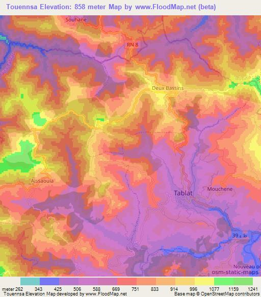 Touennsa,Algeria Elevation Map