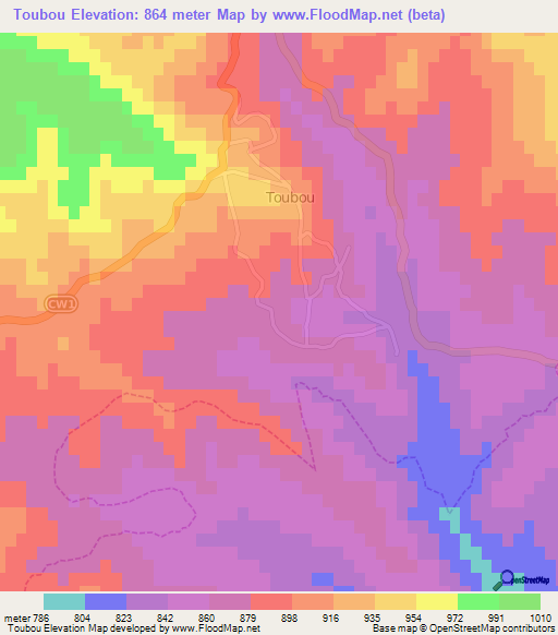 Toubou,Algeria Elevation Map