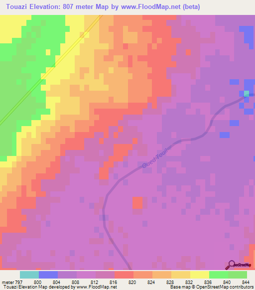 Touazi,Algeria Elevation Map