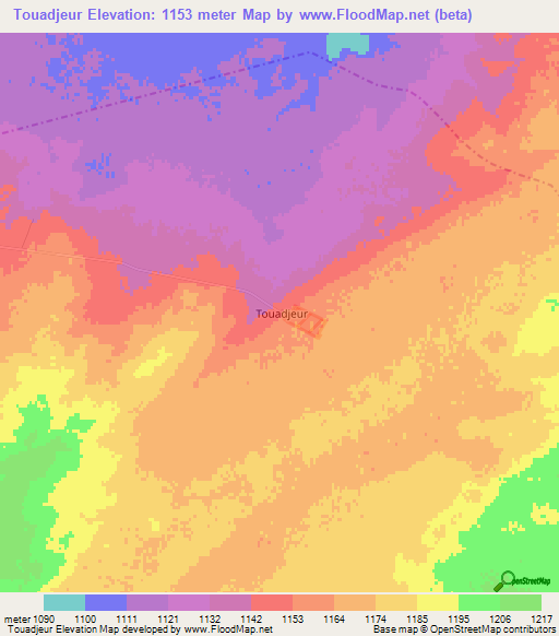 Touadjeur,Algeria Elevation Map