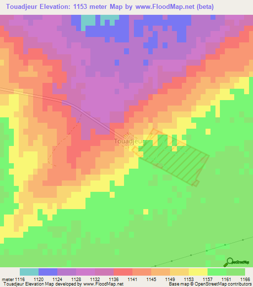 Touadjeur,Algeria Elevation Map