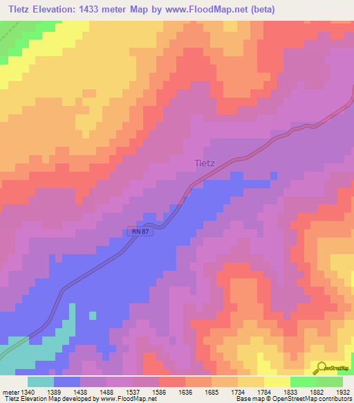 Tletz,Algeria Elevation Map