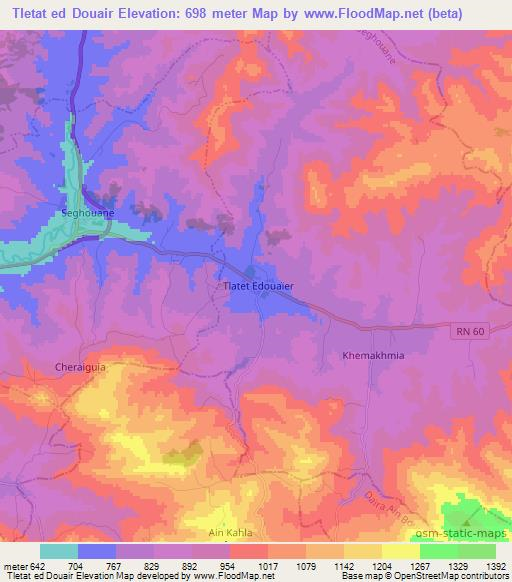 Tletat ed Douair,Algeria Elevation Map