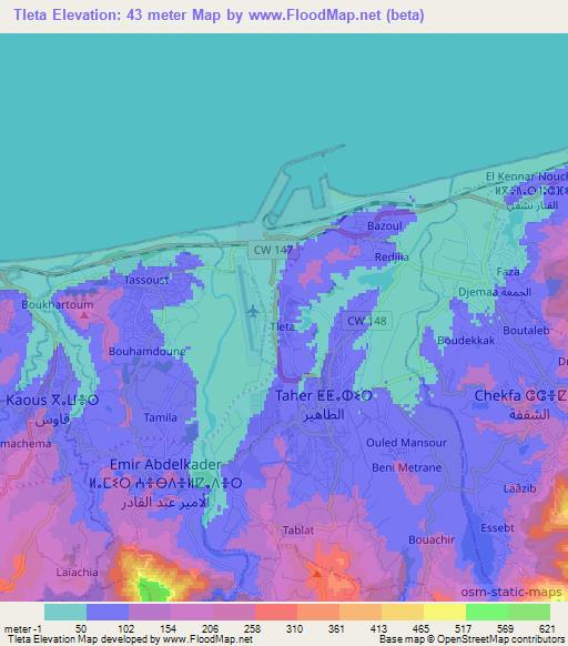 Tleta,Algeria Elevation Map