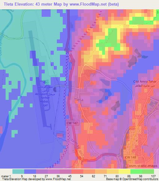 Tleta,Algeria Elevation Map