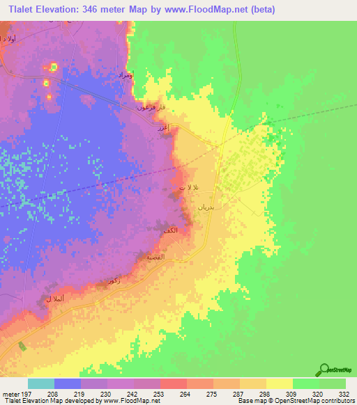 Tlalet,Algeria Elevation Map