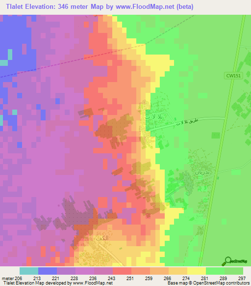 Tlalet,Algeria Elevation Map