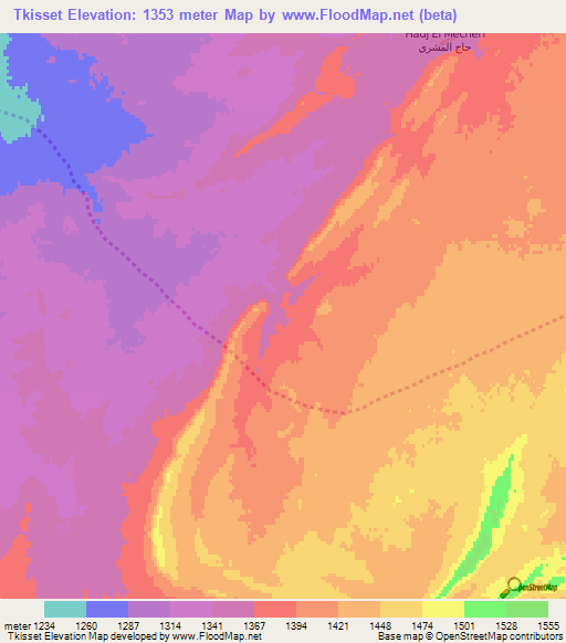 Tkisset,Algeria Elevation Map
