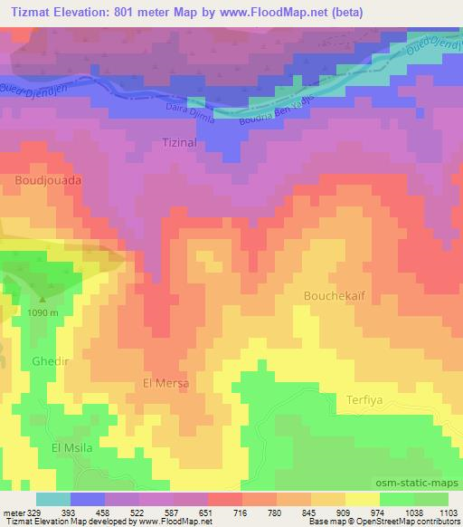 Tizmat,Algeria Elevation Map