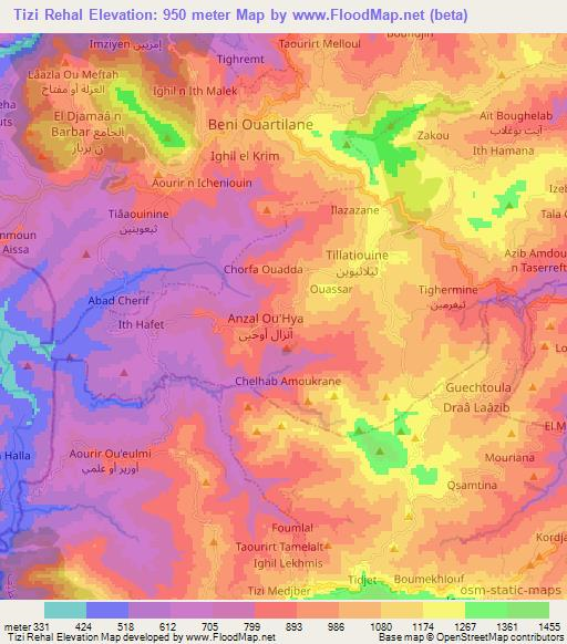 Tizi Rehal,Algeria Elevation Map