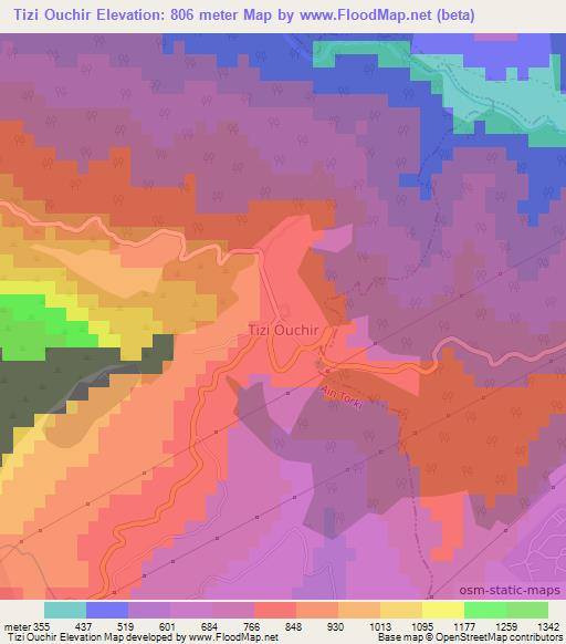 Tizi Ouchir,Algeria Elevation Map