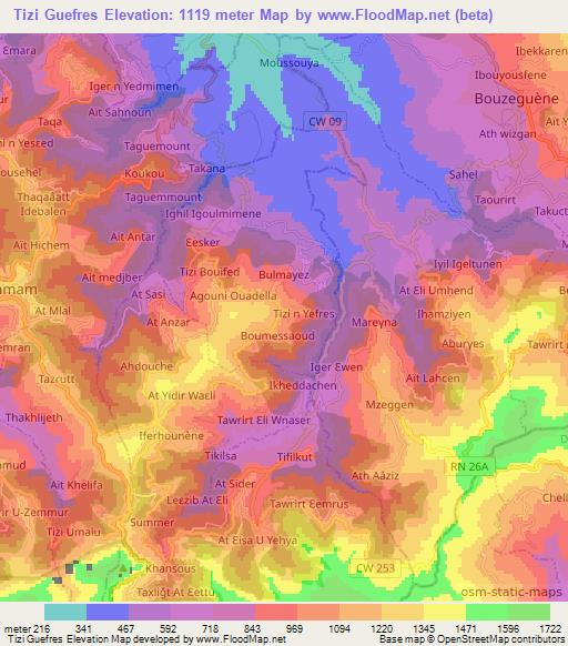 Tizi Guefres,Algeria Elevation Map
