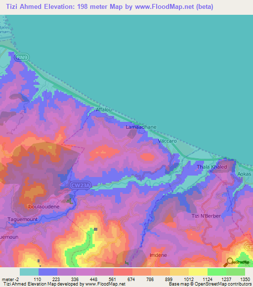 Tizi Ahmed,Algeria Elevation Map
