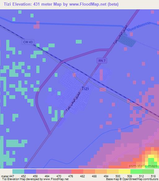 Tizi,Algeria Elevation Map
