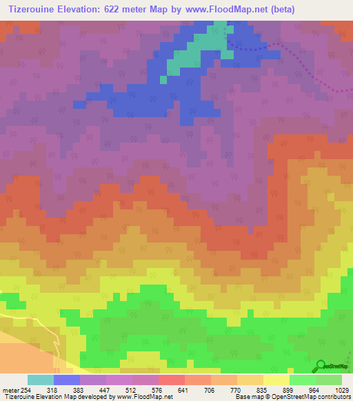Tizerouine,Algeria Elevation Map