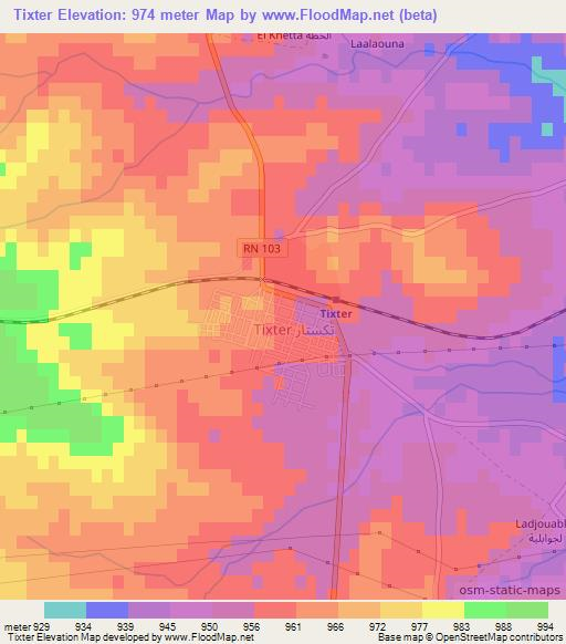Tixter,Algeria Elevation Map