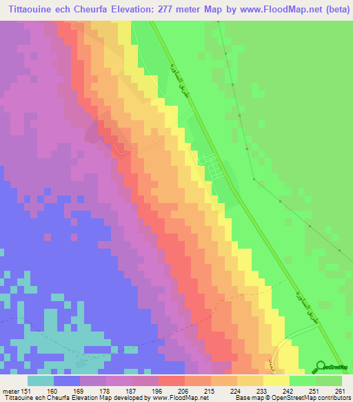 Tittaouine ech Cheurfa,Algeria Elevation Map