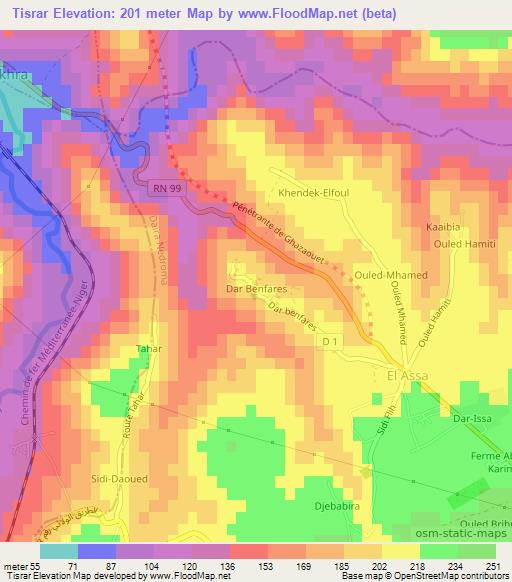 Tisrar,Algeria Elevation Map