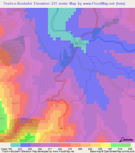 Tirzirt-n-Boubehir,Algeria Elevation Map